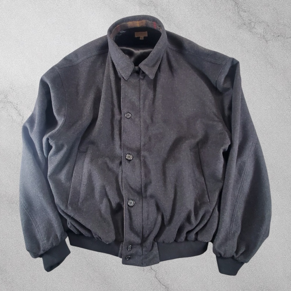 Vintage Majer Jacket Mens Large‎ Grey Wool Bomber Cashmere Fied Made In Usa Rare